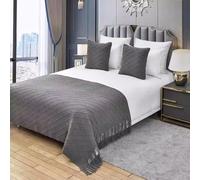 Chemin de lit décoratif, Couverture tricotée au Bout du lit, jeté de lit pour Pied de lit, écharpe de Protection pour Chambre d'hôtel King,L- 1.5 Bed 130cm×230cm