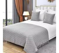 Chemin de lit décoratif, Couverture tricotée au Bout du lit, jeté de lit pour Pied de lit, écharpe de Protection pour Chambre d'hôtel King,C- Pillowcase Pillow Core (One)
