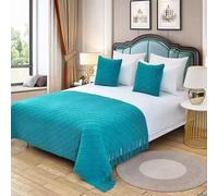 Chemin de lit décoratif, Couverture tricotée au Bout du lit, jeté de lit pour Pied de lit, écharpe de Protection pour Chambre d'hôtel King,E- 1.5 Bed 130cm×230cm