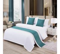 Chemin de lit d'hôtel, couleur unie, couvre-lit décoratif doux, infroissable, protection de la literie pour chambre à coucher, ne se décolore pas, pour lit jumeau, grand lit, king size, vert, 50 x 240