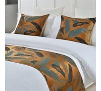 Chemin de lit d'hôtel de luxe et élégant couvre-lit décoratif résistant à la décoloration sans décoloration infroissable pour lit jumeau, grand lit, king size, orange 45 x 210 cm pour lit de 1,5 m