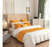 Chemin de lit doux de couleur unie qui ne se décolore pas - Couvre-lit drapé de luxe de qualité hôtelière - Protection élégante pour la maison, la maison d'hôtes et les mariages - Jaune ||45 x 210 cm
