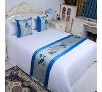Chemin de Lit Drapeau de lit de Luxe Nouveau Moderne Simple hôtel à la Maison Queue de lit B & B Bed Cover Blue_1.8m lit 50x240