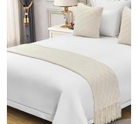 Chemin De Lit Élégant Et Décoratif avec Franges, Jeté De Lit Moderne Et Simple, pour La Décoration De La Chambre À Coucher.-White||Pillowcase 45 * 45cm
