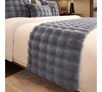 Chemin De Lit En Peluche, Écharpe De Lit, Housse De Protection, Écharpes Décoratives, Housse De Literie Décorative Pour L'hiver, Chaud Et Moelleux, Hôtels, Maisons(Gray,50x210cm for 150cm Bed)
