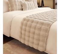 Chemin De Lit En Peluche, Écharpe De Lit, Housse De Protection, Écharpes Décoratives, Housse De Literie Décorative Pour L'hiver, Chaud Et Moelleux, Hôtels, Maisons(A-Coffee,50x240cm for 180cm Bed)