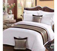 Chemin De Lit En Satin Et Coussins Assortis, Serviette De Lit D'hôtel Et De Maison D'hôtes, Couvre-lit D'auberge Et De Petit Déjeuner, Écharpe De Lit Douce Et Soyeuse-Brown||260X50cm for 2m Bed