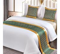 Chemin de lit en Satin Foulards de lit Lisses Foulard lit King Size pour hôtel Couvre-lit sans décoloration Couverture Simple et Douce Couvre-lit Ensemble de Coussins Assortis,C-50 * 240CM
