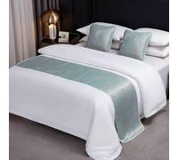 Chemin de lit en Tissu Jacquard uni, écharpe pour lit Double King Size pour Maison ou hôtel, Couvre-lit Simple, décoration de Chambre et Anti-poussière- Green|| 46x240cm for 1.8m Bed