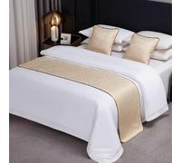 Chemin de lit en Tissu Jacquard uni, écharpe pour lit Double King Size pour Maison ou hôtel, Couvre-lit Simple, décoration de Chambre et Anti-poussière- Beige B|| 46x210cm for 1.5m Bed