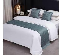 Chemin de lit en Tissu Jacquard uni, écharpe pour lit Double King Size pour Maison ou hôtel, Couvre-lit Simple, décoration de Chambre et Anti-poussière- Blue B|| 46x160cm for 1m Bed