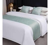 Chemin de lit en Tissu Jacquard uni, écharpe pour lit Double King Size pour Maison ou hôtel, Couvre-lit Simple, décoration de Chambre et Anti-poussière- Green B|| 46x210cm for 1.5m Bed