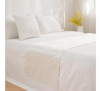 Chemin de lit en velours - Housse de lit de luxe pour hôtel, couvre-lit, couverture de protection de lit, écharpe pour très grand lit, blanc, 45 x 210 cm pour lit de 1,5 m