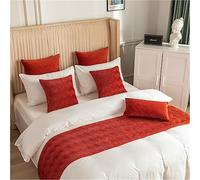 Chemin De Lit Et Coussins Assortis Ensemble De Chemin De Lit avec 2 Housses De Coussin Protection De Literie for Chambre À Coucher Décor Écharpe De Lit Jacquard Chemin(Red,45 * 210cm)