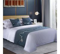 Chemin de lit et écharpes avec housse de coussin assortie - Housse moderne en jacquard décoratif et élégant pour hôtel, chambre d'hôtes, auberge, complexe hôtelier, vacances (#2-Gris, lit de 2 m)