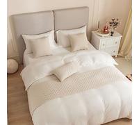 Chemin de lit et housse de coussin assortie, chemins de lit jacquard réversibles, écharpes, décoration d'intérieur, hôtel, literie, serviette, couvre-lit de protection (beige, 45 x 180 cm, chemins de