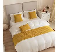Chemin de lit et housse de coussin assortie, chemins de lit jacquard réversibles, écharpes, décoration d'intérieur, hôtel, literie, serviette, couvre-lit de protection (curcuma, 45 x 240 cm, 1 chemin