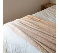 Chemin de lit / Étole aspect mohair à pois Beige 75x190 cm