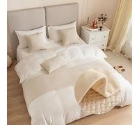 DSAoTeng Chemin de lit jacquard et housse de coussin assortie, chemins de lit réversibles, écharpes, décoration d'intérieur, hôtel, literie, serviette, couvre-lit de protection (beige, 45 x 45 cm