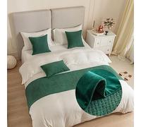 DSAoTeng Chemin de lit jacquard et housse de coussin assortie, chemins de lit réversibles, écharpes, décoration d'intérieur, hôtel, literie, serviette, couvre-lit de protection (vert foncé, 45 x 45 cm