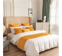 Chemin de lit jaune pour le pied du lit, décor velours, linge de lit, motif ondulé, couvre-lit des deux côtés, linge de lit, protection contre les serviettes pour hôtel, chambre à coucher, 45 x 240 cm