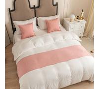 Chemin de lit King Size Rose Coton Lin Uni Écharpe de lit Couvre-lit Doux Couverture de lit Moderne Style Hôtel Peau de Lit Protection Tapis de lit Décoration pour Chambre 45 x 240 cm