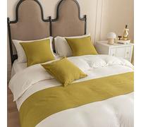 Chemin de lit King Size Vert Coton Lin Uni Écharpe de lit Couvre-lit Doux Couverture de lit Moderne Style Hôtel Tapis de Protection Décoration de Lit 45 x 180 cm