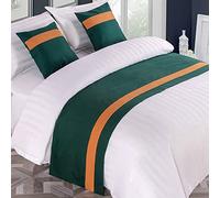 Chemin De Lit Lit King Doux Velours Décor Couverture De Literie Couvre-lit De Luxe Bleu Chemin De Lit pour Pied De Lit Écharpe De Lit Serviette, Stripe 6029 Green, 50 * 240cm for 1.8m Bed