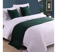 Chemin De Lit Lit King Doux Velours Décor Couverture De Literie Couvre-lit De Luxe Bleu Chemin De Lit pour Pied De Lit Écharpe De Lit Serviette, Linen 29 Dark Green, 50 * 240cm for 1.8m Bed