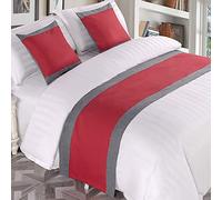 Chemin De Lit Lit King Doux Velours Décor Couverture De Literie Couvre-lit De Luxe Bleu Chemin De Lit pour Pied De Lit Écharpe De Lit Serviette, Stripe 9019 Red, 50 * 260cm for 2m Bed