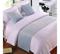 Chemin de Lit Literie d'hôtel de haute qualité, couleur unie, queue de lit, drapeau, queue, tapis, couverture de lit, bande de décoration de lit, bande 853 # bleu clair (velours) _50cmx260cm (lit de