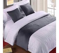 Chemin de Lit Literie d'hôtel de Haute qualité Solide Couleur Queue de lit Serviette Drapeau Drapeau Fin Tapis Couvre-lit lit Bande décorative 852# Gris (Velours) _50cmx210cm (lit 1,5m)