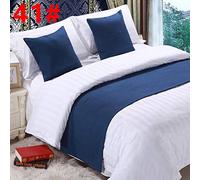 Chemin de Lit Literie d'hôtel Haute qualité Solide Couleur lit Serviette lit Drapeau Fin Tapis Couvre-lit lit Bande décorative Bleu foncé Le même Paragraphe (hud taie d'oreiller + Oreiller Core) 1