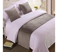 Chemin de Lit Literie d'hôtel Velours Haute qualité Queue Drap de Serviette Drapeau Drapeau Fin de Couche Couvre-lit lit Bande décorative Gris Clair_50cmx240cm (lit de 1,8 m)