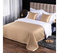 Chemin de lit moderne Couleur unie Bed Runner matelassés Couvre-lit Foulard décoratif Motif en losange Couvre-lit Décoration de lit pour chambre d'hôtel ( Color : Gold , Size : 130x210cm (for 1.5m bed