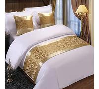 Chemin de lit pour hôtel, protection de lit, écharpe à motif floral, tapis de lit matelassé pour chambre de mariage, doré, 210 x 50 cm pour lit de 150 cm