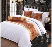 Chemin de lit pour hôtel, protection de lit, écharpe à motif floral, tapis de lit matelassé pour chambre de mariage, rouge, 210 x 50 cm pour lit de 150 cm