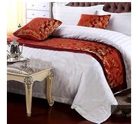 Chemin de Lit pour Hôtel, Protection Matelassée à Motif Floral pour Chambre de Mariage - Rouge, 240 x 50 cm pour 180 cm