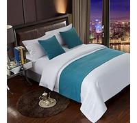 Chemin De Lit pour Pied De Lit Écharpe De Lit De Couleur Unie Couverture De Literie Moderne Extrémité De Lit Jeter Serviette en Lin Couvre-lit Protection, Sky Blue, 240X50cm for 180cm Bed