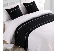 Chemin de lit pour pied de lit - Motif à rayures - Bleu - Housse de protection pour lit - Écharpe de lit - Serviette de lit - Ne se décolore pas - Pour hôtel, chambre à coucher, salle de mariage (50 x