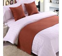Chemin de lit Premium pour Pied de lit, écharpe de lit de Couleur Unie Couvre-lit en Lin de Coton Décoration de la Maison Protecteur de literie de Chambre-Brick Red||210X50cm for 1.5m Bed