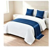 Chemin De Lit Satin,Qualité Hôtel Luxe,Décoration De Bout De Lit,Protection Anti-poussière pour Lit Double,Déco Chambre Maison D’hôtes,Résistant À Décoloration-Dark Blue||2*Pillowcases(48x48cm)