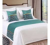 Chemin De Lit Soyeux De Luxe, Foulards De Lit Solides Et Doux, Couvre-lit De Protection, Couvre-lit, Écharpe D'extrémité De Literie For Mariage, Chambre D'hôtel Assortie(A-Green,50*240cm for 180cm Bed
