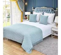 Chemin de lit tricoté pour Pied de lit,Couvre-lit décoratif,Grand Motif Losanges,jeté des Deux côtés,écharpe de lit pour Salon, Chambre à Coucher,H- 1.8 Bed 130cm×260cm