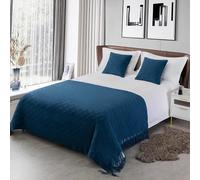 Chemin de lit tricoté pour Pied de lit,Couvre-lit décoratif,Grand Motif Losanges,jeté des Deux côtés,écharpe de lit pour Salon, Chambre à Coucher,J-Pillowcase (One)