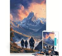 Chemin de Montagne au Coucher du Soleil Puzzle 1000 pièces pour Adultes Jeu de réflexion pour Partager Un Moment Convivial Découpe soignée Surprise d'anniversaire (50x75cm)