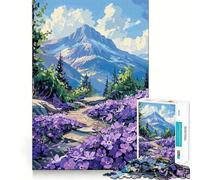 Chemin de Montagne avec Fleurs Violettes pour Adultes, Puzzle de 1000 pièces, Jeu de réflexion Anti-anxiété, Bords précis, Cadeau attentionné (50x75cm)