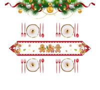 Chemin de Noël - Nappe En Lin De 72 Pouces | Chemin De Table D'hiver Avec Père Noël Avec Pan De | Décoration Pour La Maison, Le Restaurant, L'École, Pour F