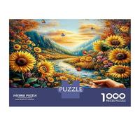 Chemin de Peinture de tournesols 1000 Pièces Premium Beauté Artistique de la Nature Puzzle Classique Carton Haut De Gamme - Anti-Stress, Déco Murale, Bon Cadeau pour Femmes, Hommes 38x26cm/1000pcs