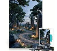 Chemin de Pierre Mystique au crépuscule Puzzle de 1000 pièces pour Adultes Jeu de logique Stimulant Divertissement Relaxant Bords Nets Cadeau mémorable (50x75cm)